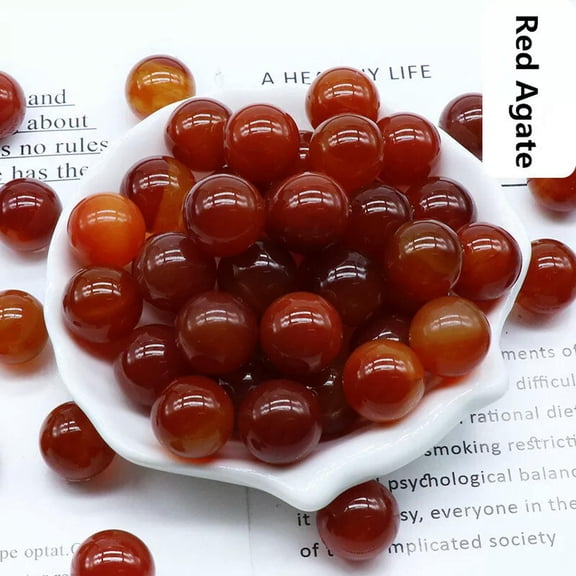 MATROOY 20pcs Natural Stone Red Agate Round Ball Crystal Sphere Rock 16mm Reiki Chakra
