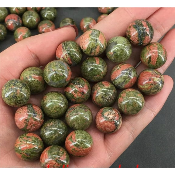 MATROOY 20pcs Natural Unakite Ball Quartz Crystal Sphere Reiki Healing Polishing 15mm