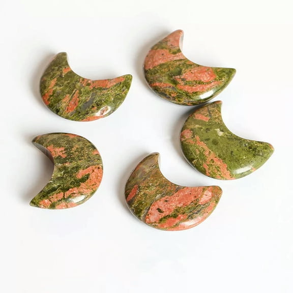 MATROOY 20pcs Natural Unakite Stone Gemstone Crescent Moon Shape DIY Jewelry Making Kit