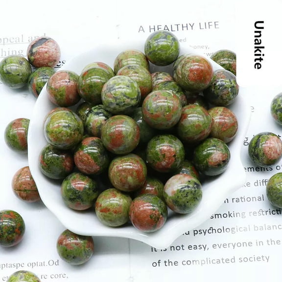 MATROOY 20pcs Natural Unakite Stone Round Ball Crystal Sphere Rock 16mm Reiki Chakra