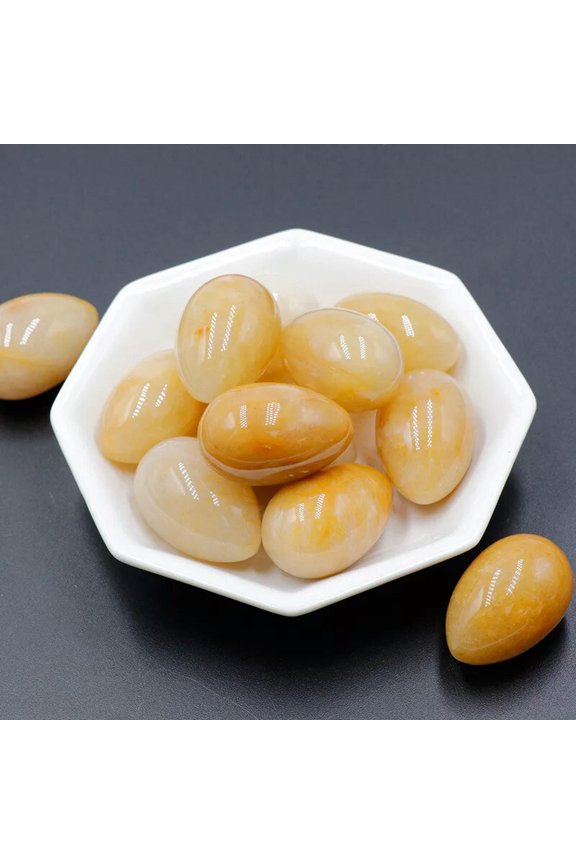 20pcs Natural Yellow Jade Stone Egg Skull Carved Pendant Healing Gem Reiki