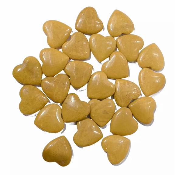 MATROOY 20pcs Natural Yellow Jade Stone Healing Heart Gemstone for Home Decor 25x6mm