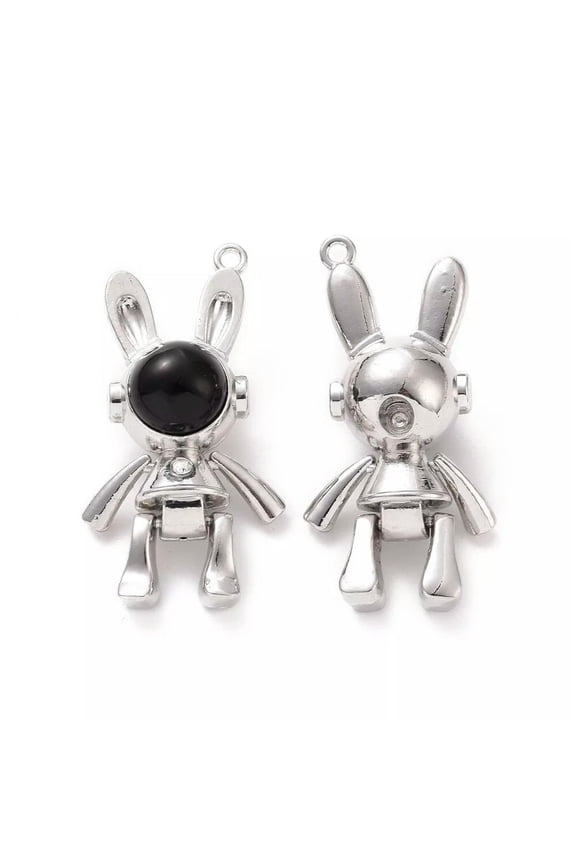 20pcs Platinum Rabbit Charms Robot Style Alloy Pendant accessory 4.7cm