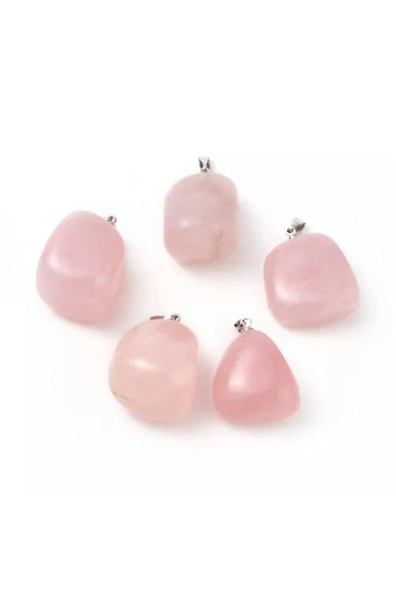 20pcs Reiki Nugget Gemstone Charms Irregular Chakra Stone Pendants 23-30mm-Rose Quartz