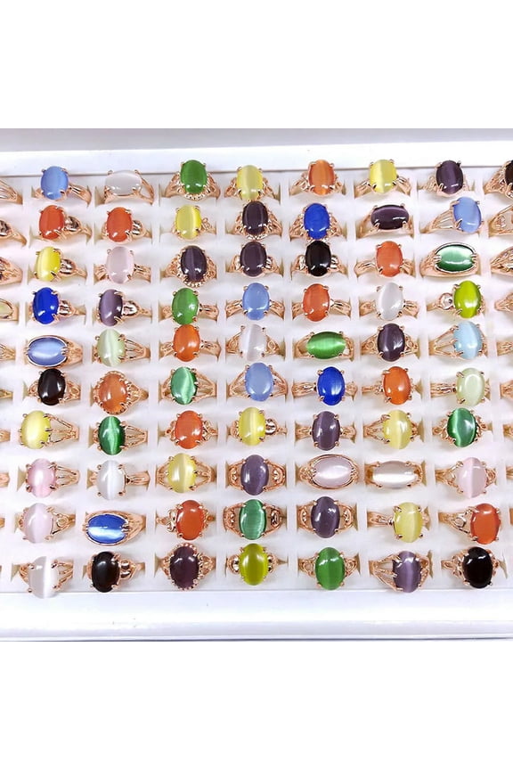 20pcs Wholesale Lots Cat's-eye Stone Rings For Women Mixed Fashion Ring Free P