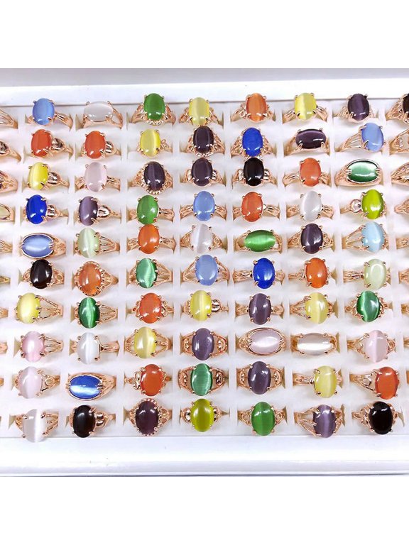 20pcs Wholesale Lots Cat's-eye Stone Rings For Women Mixed Fashion Ring Free P