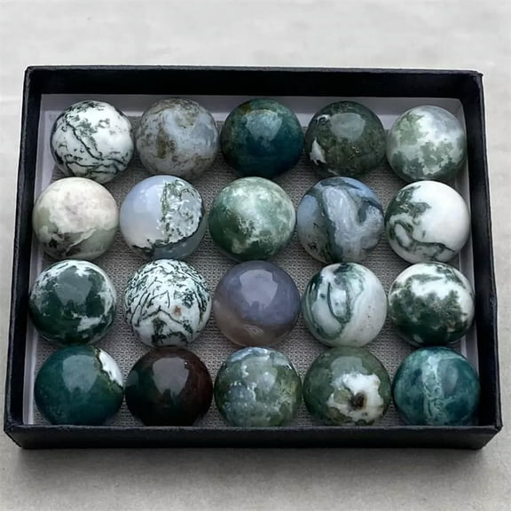 MATROOY 20pcs Wholesale Natural Aquatic agate Ball Quartz Crystal 15mm Sphere+box Reiki