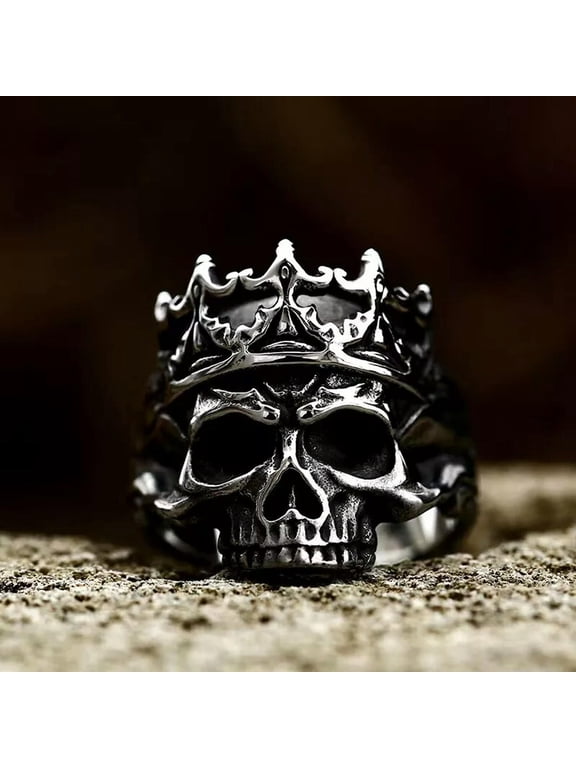20pcs Women Punk Skull Ring Skeleton Devil Rings Halloween Gem Jewelry