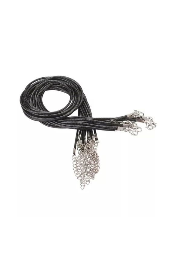 20strands Waxed Necklace Cord Rope Necklace String with Extension Chain 18 inch-Black