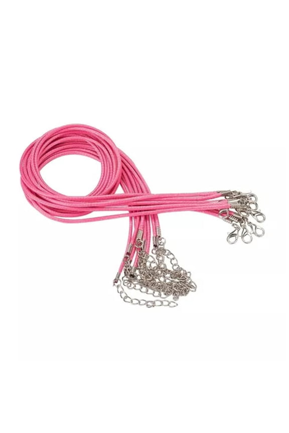 20strands Waxed Necklace Cord Rope Necklace String with Extension Chain 18 inch-Deep Pink