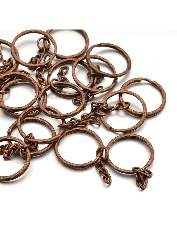 20x Red Copper Iron Split Ring Key Clasp Findings Round Keyring Chain Findings