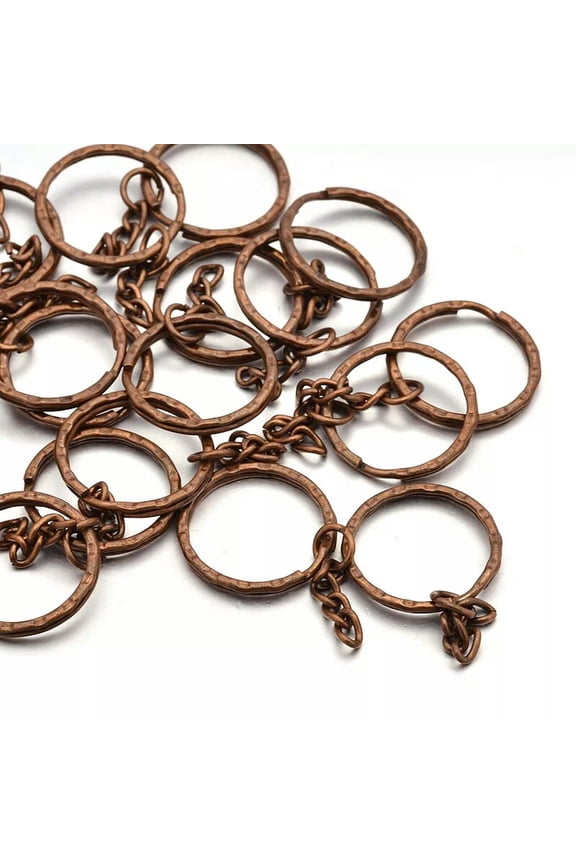 20x Red Copper Iron Split Ring Key Clasp Findings Round Keyring Chain Findings
