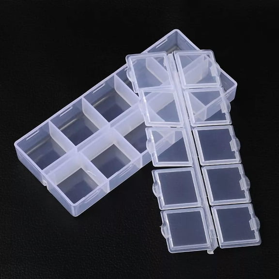MATROOY 20x White Plastic Cuboid Beads Storage Containers Box Case with lid 10 Grids