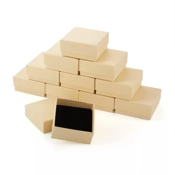 MATROOY 24 Pack Necklace Earring Ring Box Gift Boxes Square 7.5cm Cardboard Packaging-Light Yellow