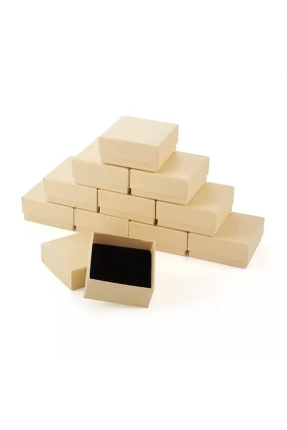 24 Pack Necklace Earring Ring Box Gift Boxes Square 7.5cm Cardboard Packaging-Light Yellow