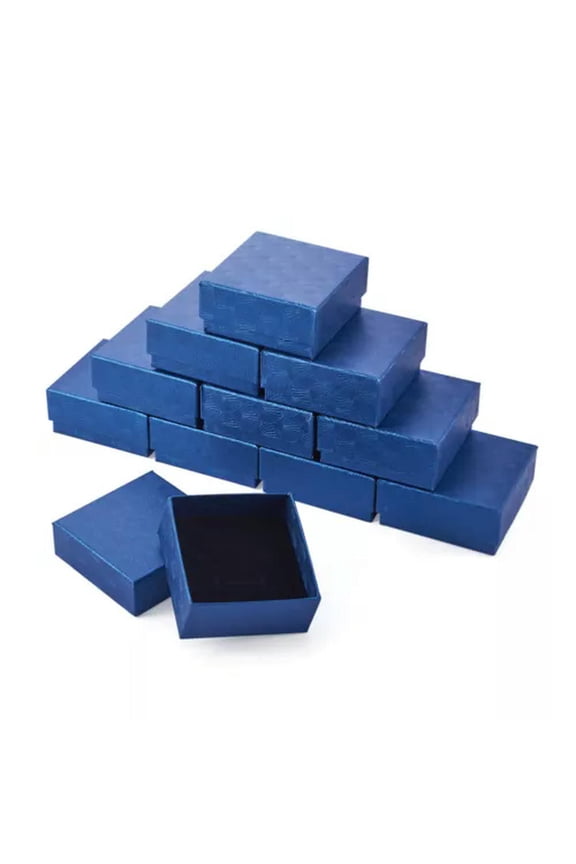 24 Pack Necklace Earring Ring Box Gift Boxes Square 7.5cm Cardboard Packaging-Marine Blue