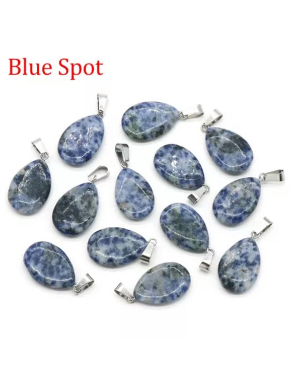 24mm Natural Gemstone Water Drop Pendant Beads Reiki Chakra Healing Stone-Blue Spot-1PC