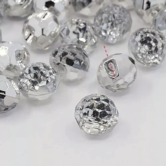 MATROOY 24pcs Acrylic Rhinestone DIY Buttons 1-Hole Faceted Round Mixed Color 12x11x10mm-Crystal