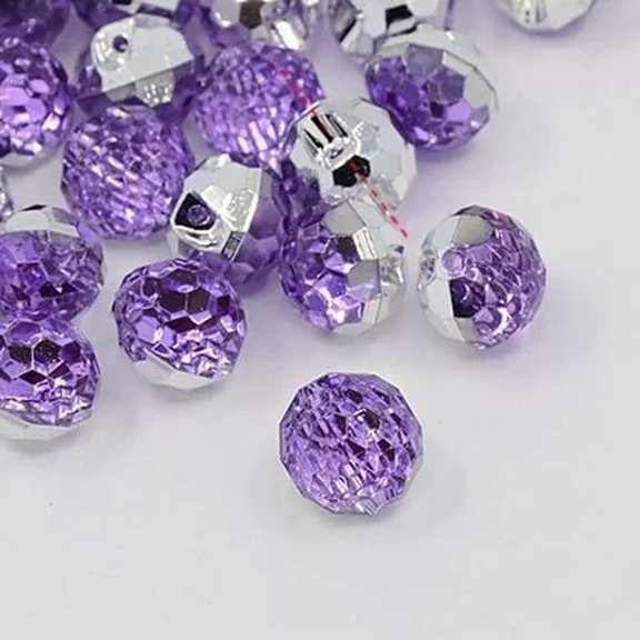 MATROOY 24pcs Acrylic Rhinestone DIY Buttons 1-Hole Faceted Round Mixed Color 12x11x10mm-Lilac