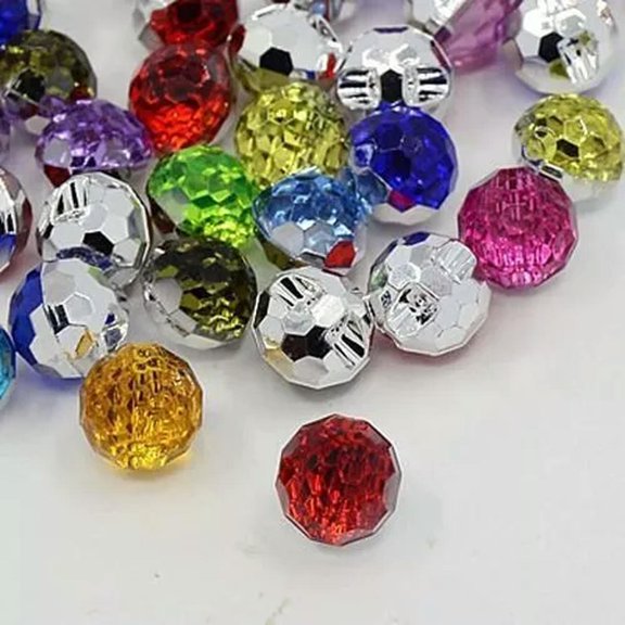 MATROOY 24pcs Acrylic Rhinestone DIY Buttons 1-Hole Faceted Round Mixed Color 12x11x10mm-Mixed Color