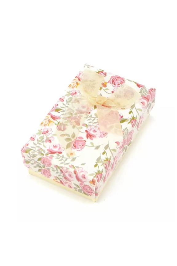 24pcs Cardboard Jewelry Gift Boxes Flower Pattern Bowknot Packaging Storage-Pale Yellow-9x7x3cm