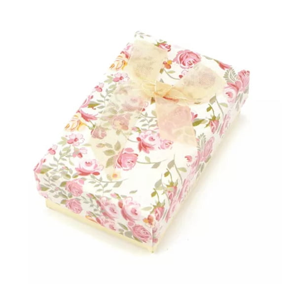 MATROOY 24pcs Cardboard Jewelry Gift Boxes Flower Pattern Bowknot Packaging Storage-Pale Yellow-9x7x3cm