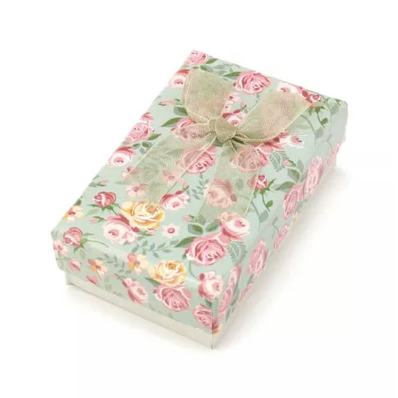 MATROOY 24pcs Cardboard Jewelry Gift Boxes Flower Pattern Bowknot Packaging Storage-Sea Green-8x5x2.6cm