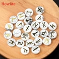 thumbnail image 1 of MATROOY 25pcs Natural Crystal Quartz Stone Rune Set Elder Futhark Reiki Healing Gemstone-Howlite, 1 of 8