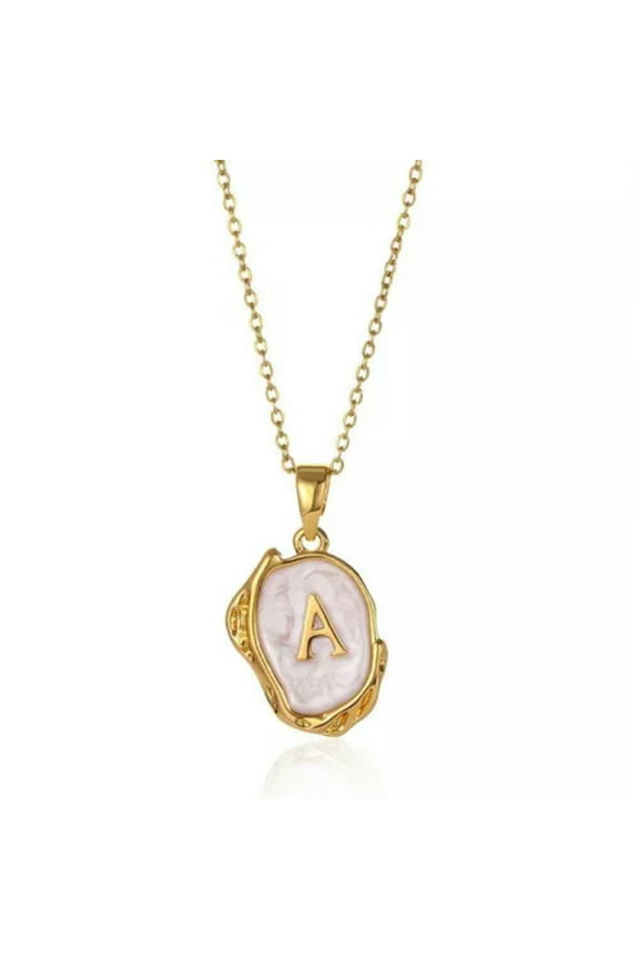 26 Letters 18K Gold Plated Chain Charm Necklace Pendant Women Men Jewelry Gift-A