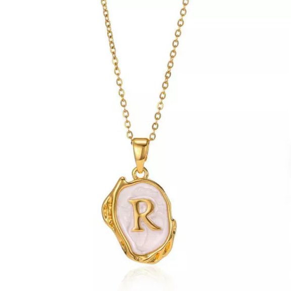 MATROOY 26 Letters 18K Gold Plated Chain Charm Necklace Pendant Women Men Jewelry Gift-R