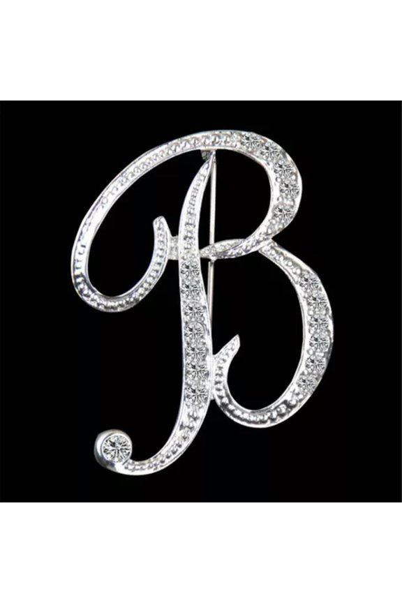 26 Letters Crystal Rhinestone Alphabet Brooch Pin Wedding Women Jewelry Gift Lot-B