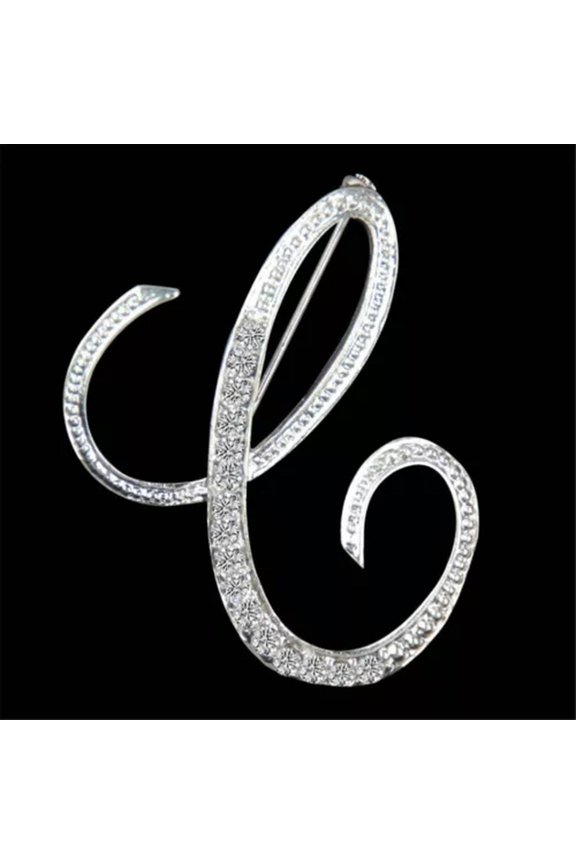 26 Letters Crystal Rhinestone Alphabet Brooch Pin Wedding Women Jewelry Gift Lot-C