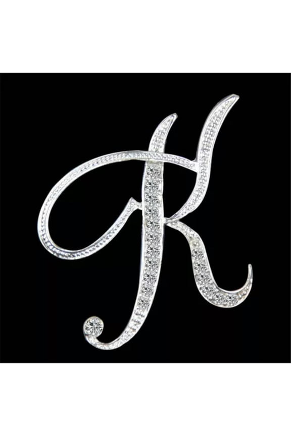 26 Letters Crystal Rhinestone Alphabet Brooch Pin Wedding Women Jewelry Gift Lot-K