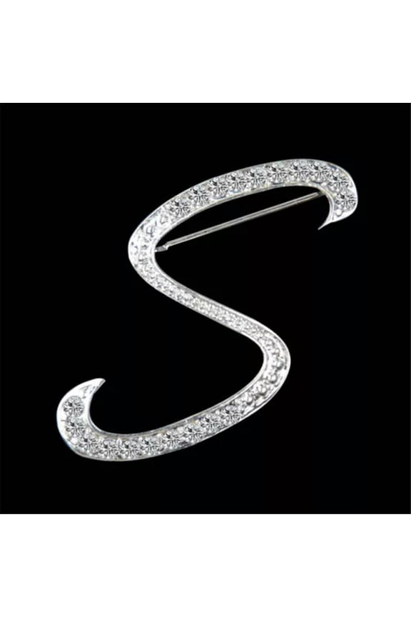 26 Letters Crystal Rhinestone Alphabet Brooch Pin Wedding Women Jewelry Gift Lot-S