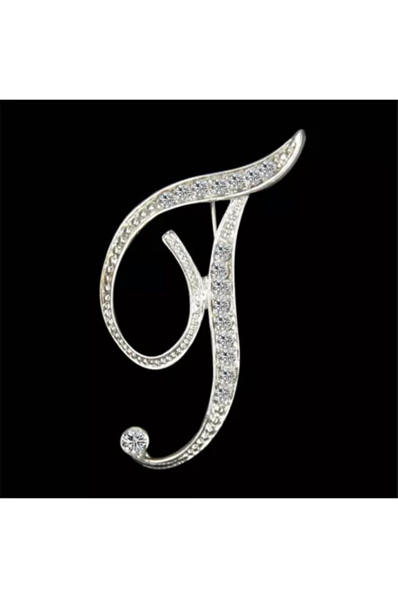 26 Letters Crystal Rhinestone Alphabet Brooch Pin Wedding Women Jewelry Gift Lot-T