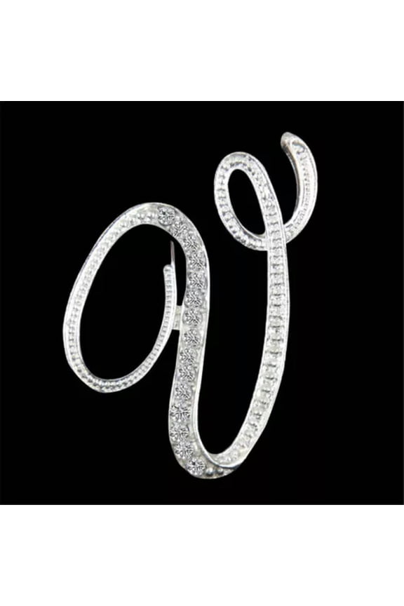 26 Letters Crystal Rhinestone Alphabet Brooch Pin Wedding Women Jewelry Gift Lot-V