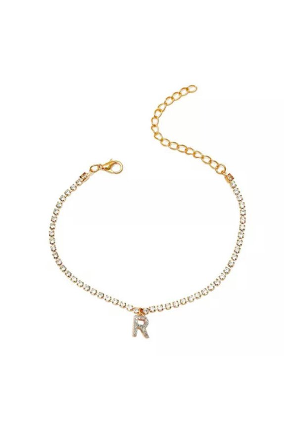 26 Letters Fashion Gold Plated Zircon Anklet Foot Beach Ankle Bracelet Women New-R