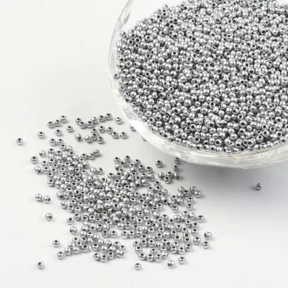 MATROOY 2800Pcs Multicolor Beading Glass Pony Beads 2mm Opaque Mini Spacer Beads 12/0-Silver