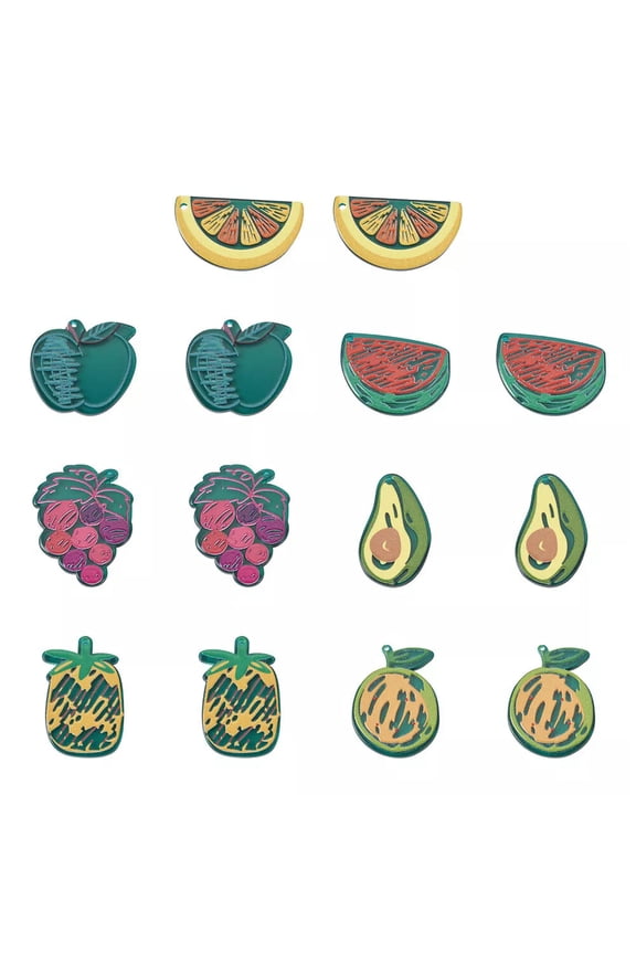 28pcs Acrylic Fruit Theme Charms Pendants Hanging for Necklace Earring