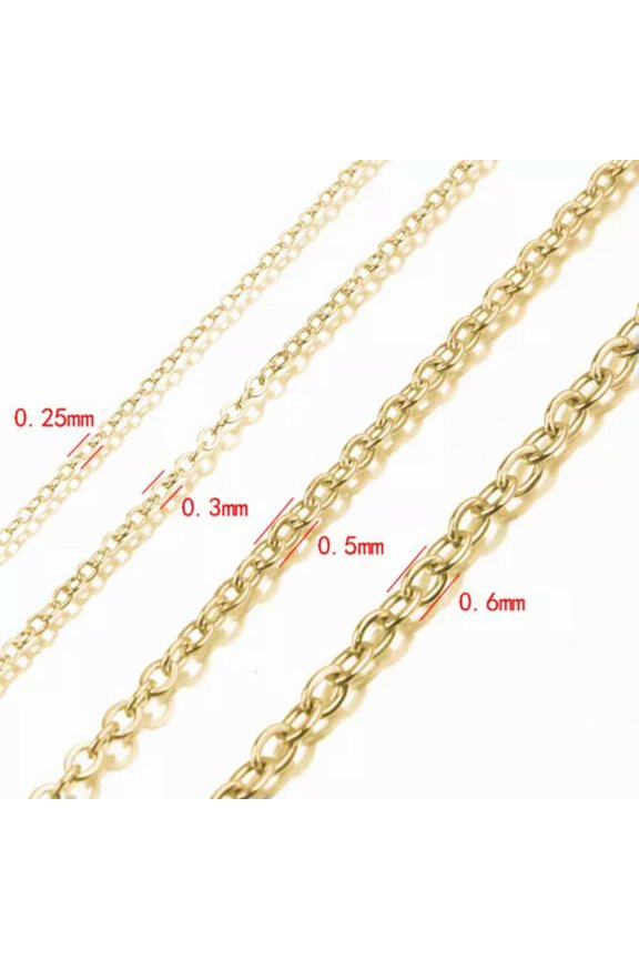 2M/Lot Stainless Steel Gold Plated Oval Link Chains Bulk Accessories For Jewelry-1.5mmx0.3mmx2M-Gold plated