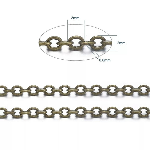 MATROOY 2M Soldered Brass Cable Chain Cross Chains Lead Free Nickel Free Antique Bronze
