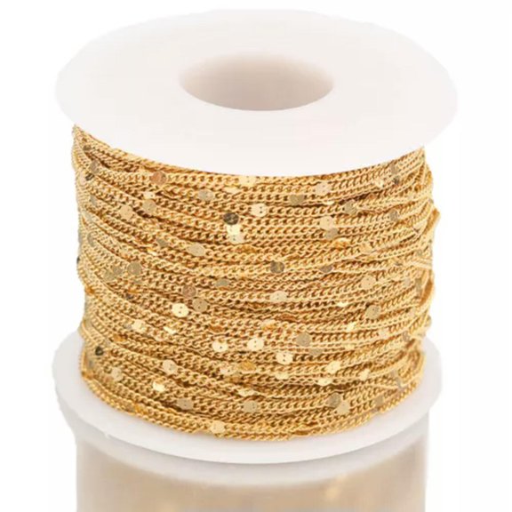 MATROOY 2M Stainless Steel Gold Curb Cuban Link Chains For Punk DIY Necklace Jewelry-Gold plated