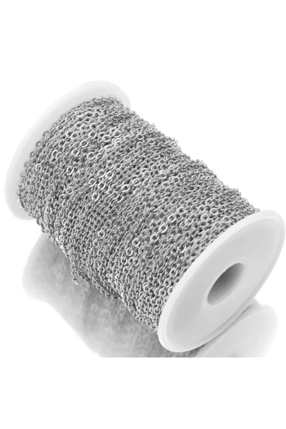2M Stainless Steel Gold Oval Cross Link Cable Chain Bulk For DIY Necklace Anklet-Steel Color