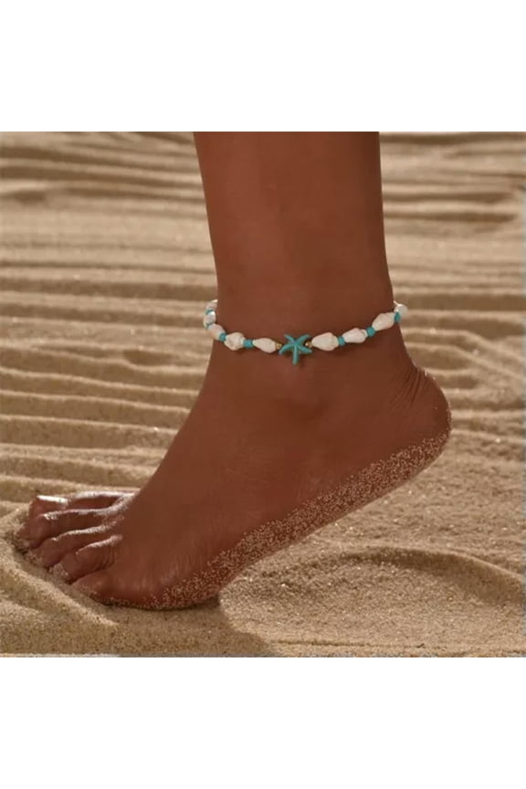 2PCS Boho Shell Starfish Bead Summer Beach Anklet Bracelet Foot Chain Unisex New-#5