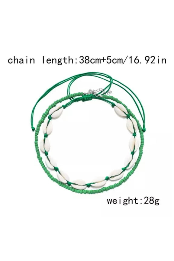 2PCS Boho Summer Beach Shell Bead Necklace Choker Multi layer Jewellery Women -#11