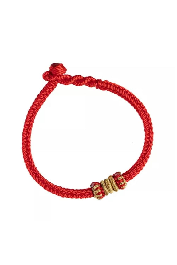 2PCS Handmade Lucky Red Cord String Thread Braided Knitted Circle Rope Bracelet