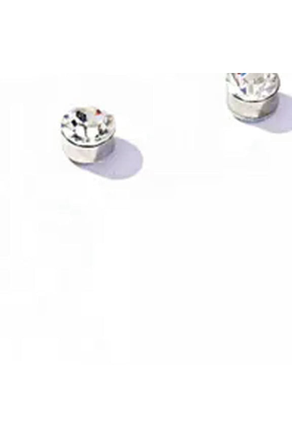 2PCS Non-Piercing Magnetic Stud Earrings 3/4MM For Women Men On Stainless Steel-White-3mm