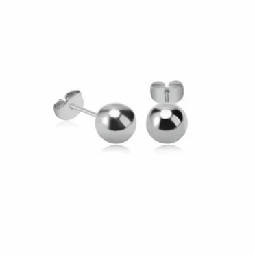 MATROOY 2PCs Surgical Steel Silver Ball Stud Earrings Punk Ear Tragus Rings Fake Taper•-5mm-silver