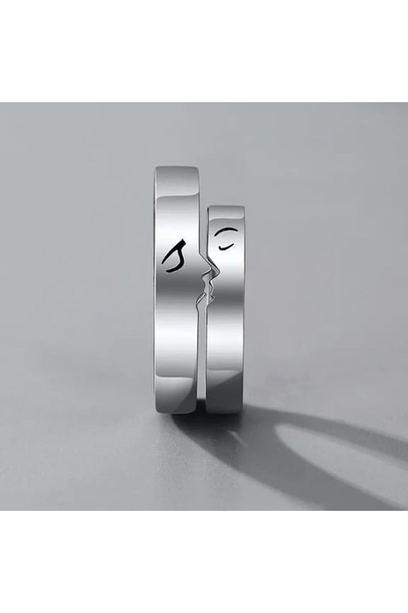 2Pc Kiss Matching Ring Couple Pair Ring Adjustable Rings Set Lovers Ring Jewe_yi