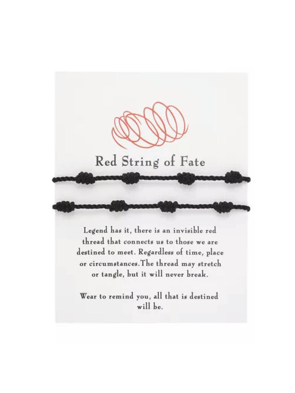 2X Lucky Evil Eye Red Black String bracelet Amulet 7 Knots Protection Rope Hot-7 Knots-Black